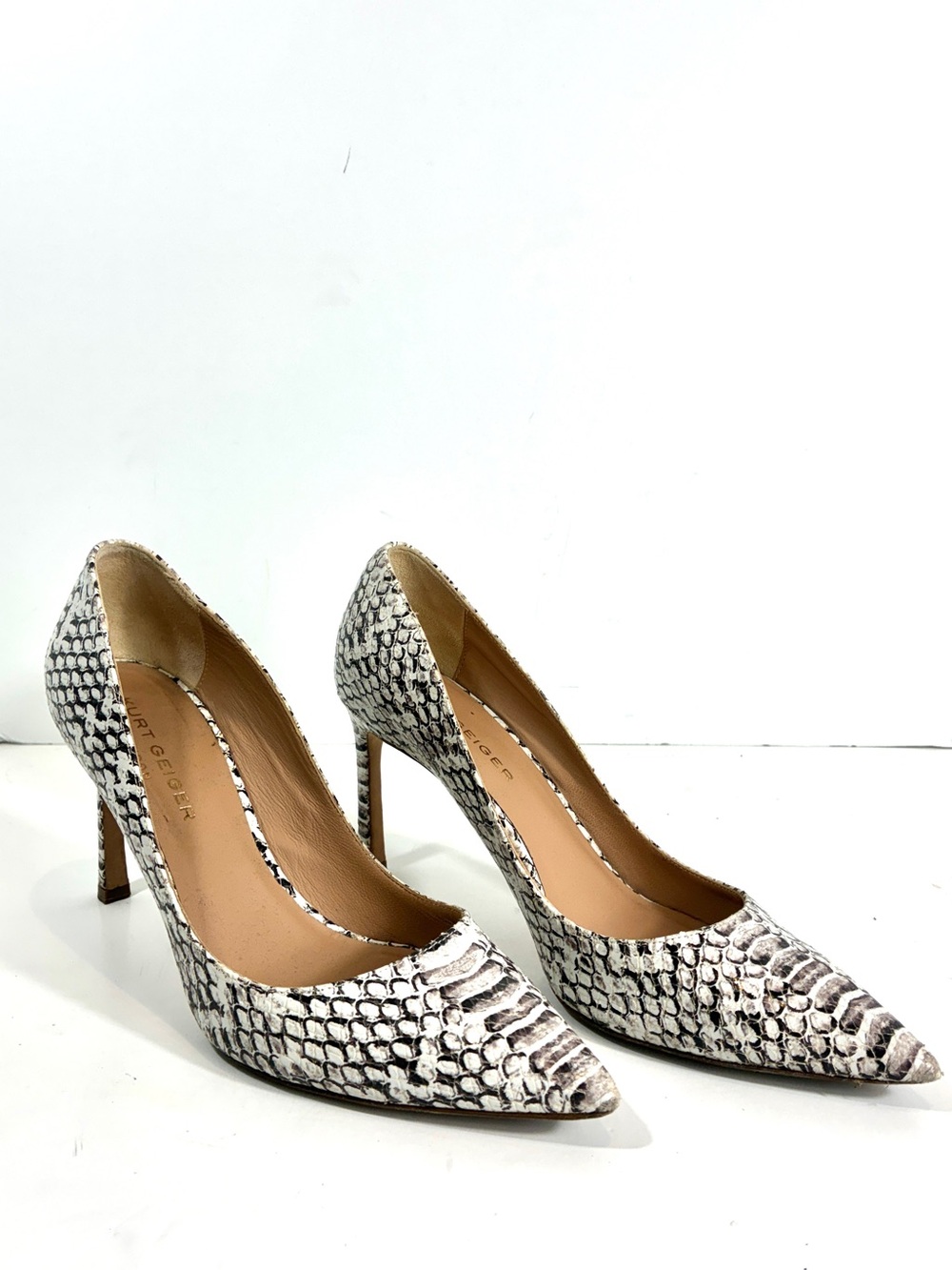 Kurt Geiger London Italian Leather Snakeskin Pointed Toe Pumps US 9.5